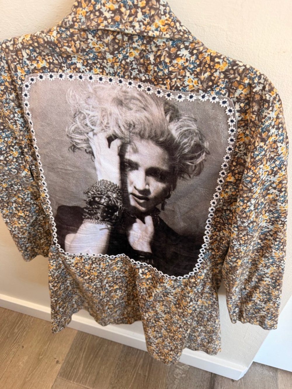 Custom Quilted Jacket in Brown, Blue, Yellow with Gucci LV and Madonna 0092 - Picture 4 of 7